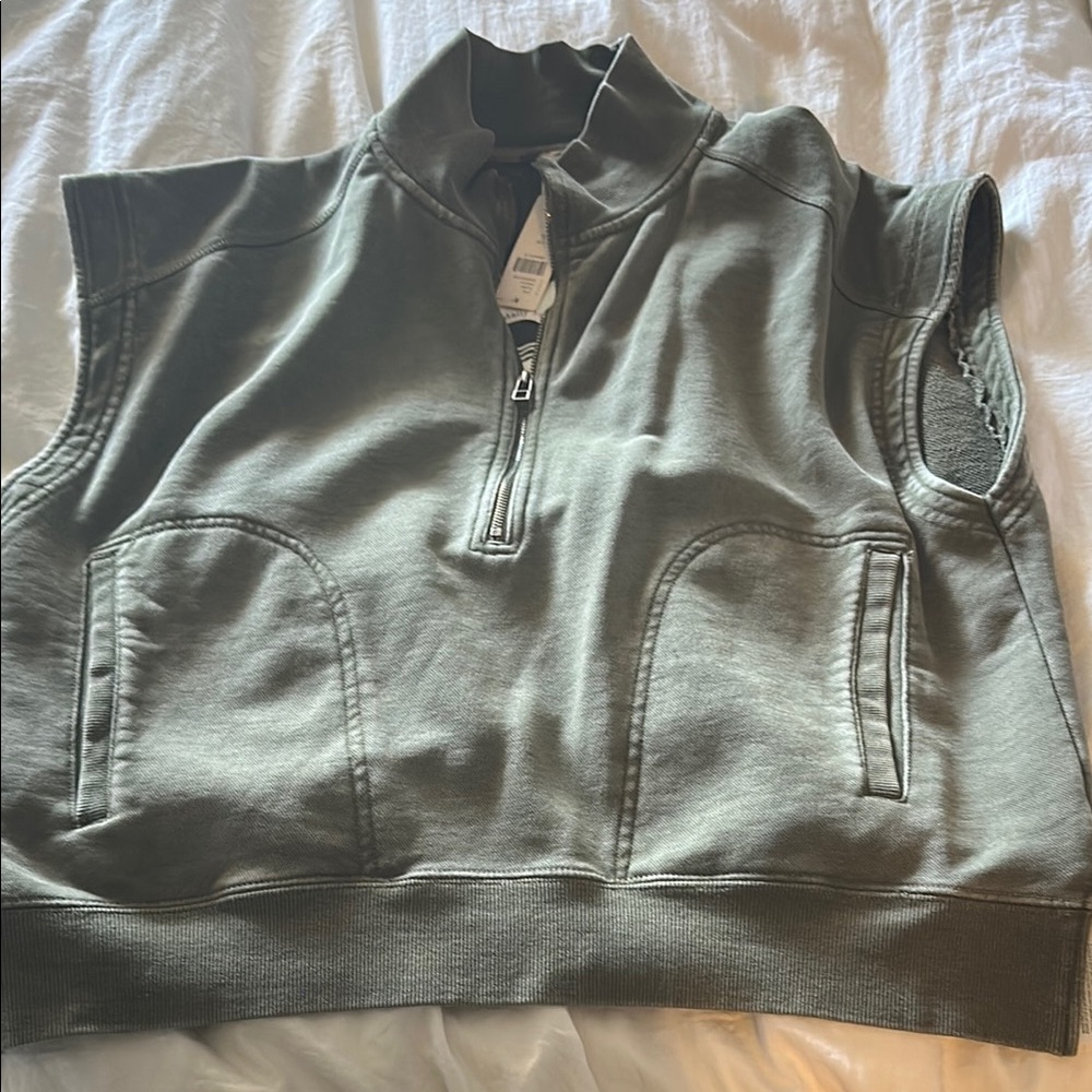 Olive Green Sleeveless Sweatshirt